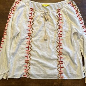 Roller Rabbit M Medium Top Embroidered Boho Tribal Aztec Beachy Resortwear